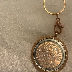 Rose gold locket family tree charm